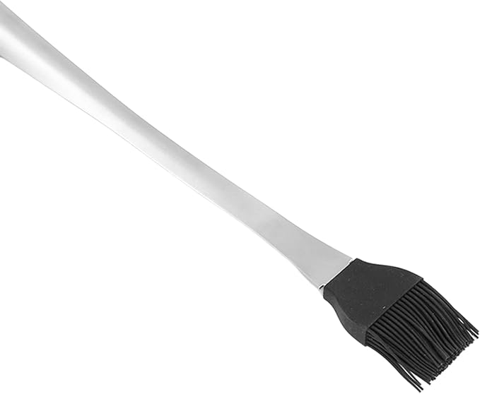 Stainless Steel Basting Brush with Heat Insulated Handle | Food Grade Silicone Brush for BBQ/Grilling/Baking | Long Handle Oil & Sauce Brush, Simple to Maintain