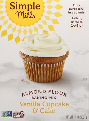 Simple Mills Almond Flour Baking Mix, Vanilla Cupcake & Cake Mix - Gluten Free, Plant Based, Paleo Friendly, 11.5 Ounce (Pack of 2)