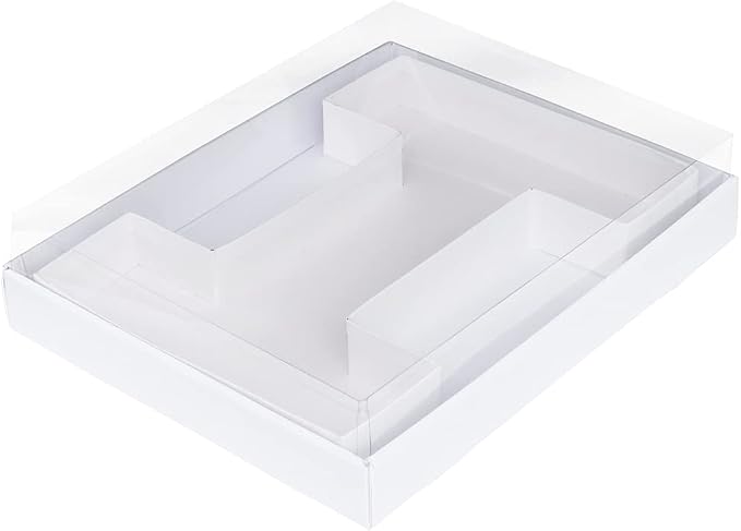 WENPACK 12.5" Cardboard Letter Shaped Mache Charcuterie Tray Strawberries Fillable Grazing Box with Clear Lid (White, I)