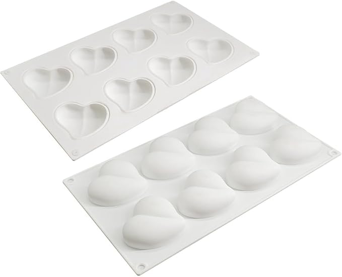 Heart Silicone Chocolate Mold DIY Cake Accessories Molds Kitchen Ice Cubes Biscuit Pastry Manual Baking Mould (Heart F_11.8 X6.8 X0.8inch)