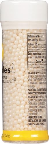 Wilton White Sugar Pearl Sprinkles, Edible Cake Pearls for Wedding Cakes, Cupcakes, Cookies & Desserts, Elegant Pearlescent Sprinkles for Special Occasions, 4.9 oz