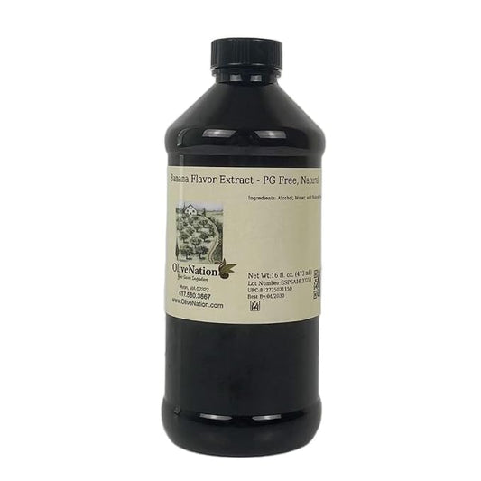 OliveNation Banana Flavor Extract PG Free, Natural - 16 fl oz | All Natural Sugar Free Liquid Adds Sweet Tropical Taste/Aroma in Baked Goods, Sauce, Frosting/Fillings, Frozen Treats, Creams