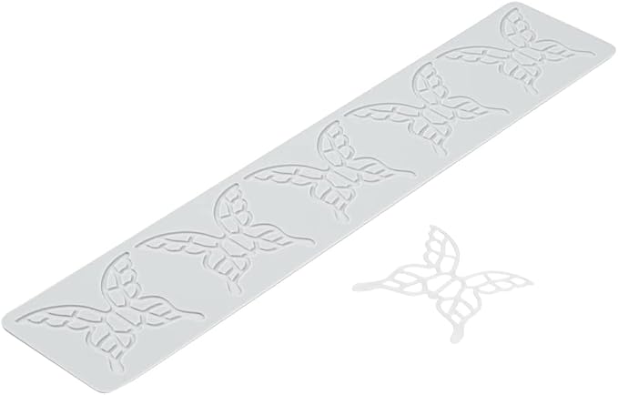 Restaurantware Pastry Tek Fondant Impression Mat 1 Reusable Fondant Embosser - Butterfly Pliable Gray Silicone Cake Impression Mat Dishwashable For Cake Decoration