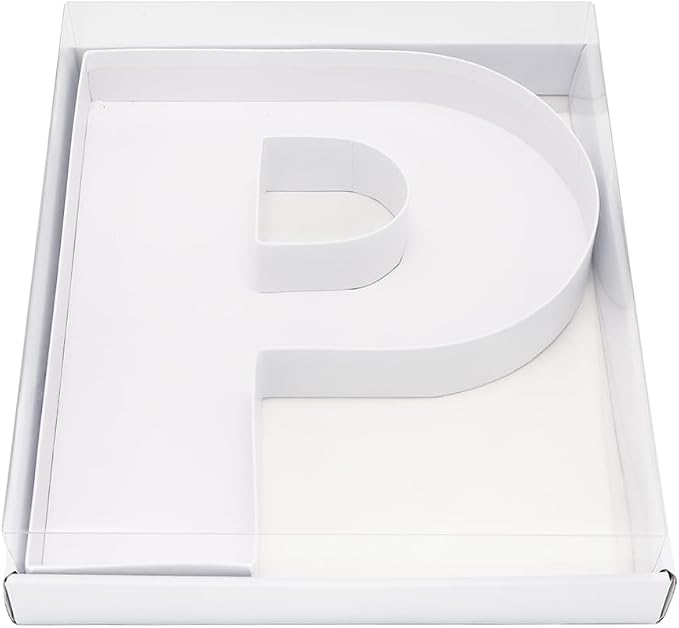 WENPACK 12.5" Cardboard Letter Shaped Mache Decorative Strawberries Fillable Sweets Initial Box with Clear Lid (White, P)