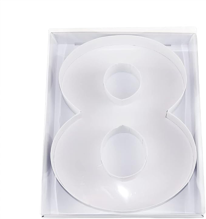 WENPACK 12.5" Fillable Cardboard Number Shaped Box With Clear Lid Birthday Treat (White, 8)