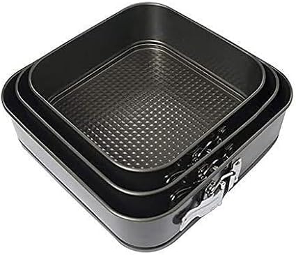 Kitchen Tool Cake Baking Supplies Non-stick Removable Bottom Springform Cake Pan Tin Baking Mold Square Shaped Leak proof and high temperature resistantCake Pans Set of 3 (Square)