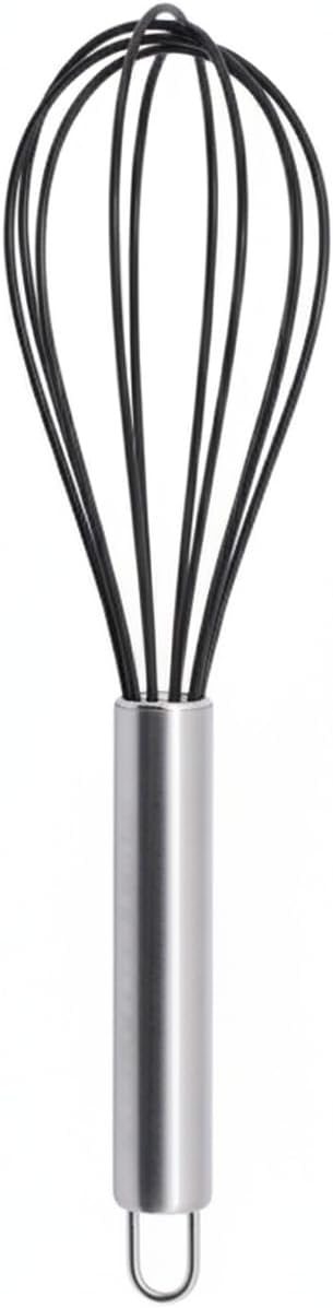 Silicone Whisk with Stainless Steel Core, Coated Wires for Non-Stick Cookware, Mixing Tool for Baking and Cooking, 9.6 Inch (1 PC)