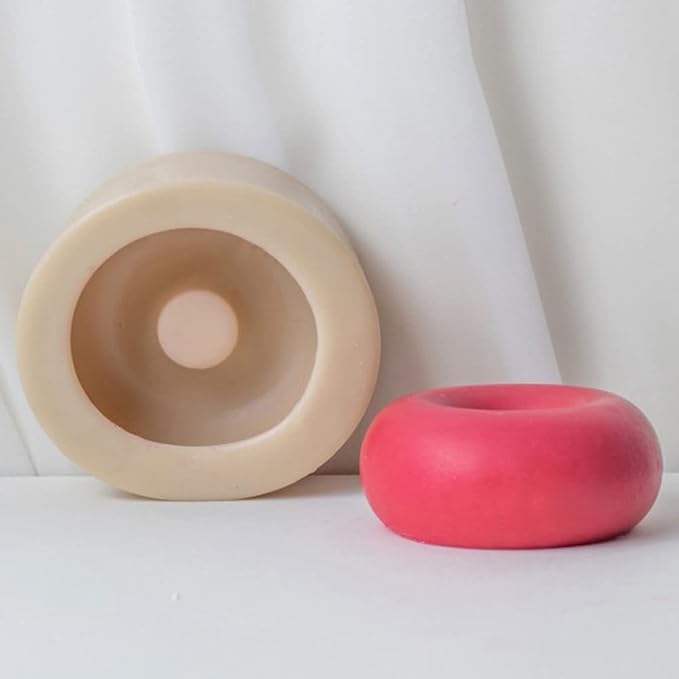 RUNAAJA New Geometric Round Doughnut Candle Abrasive ins Korea oblate DIY Candle Silicone Mold for Soap Tray Handmade Candle Lotion Bar Bath Bomb Cake Home Decoration (1)
