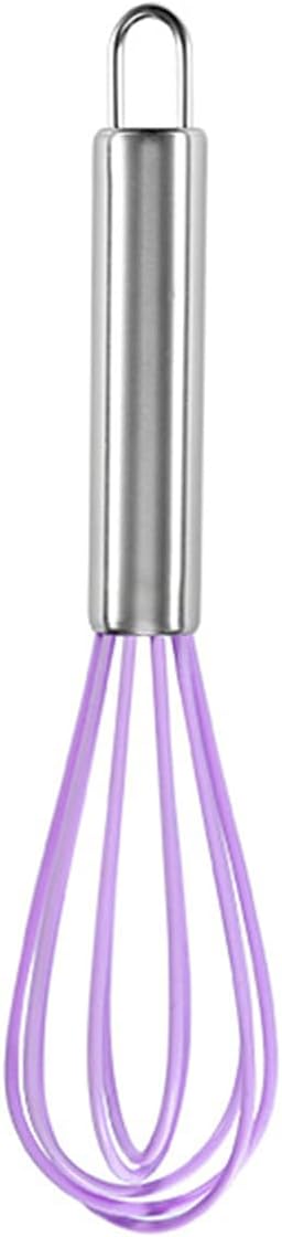 Manual Silicone Whisk Manual Eggs Beater Durable Kitchen Pastry Tools Cake Baking Utensil Mixer for Baking and Cooking, 8 inches, Purple