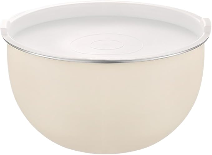 304 Stainless Steel Mixing Bowls with Lids, Nested Metal Bowl Set for Cooking Salad Dough Egg Whisking, Stackable Kitchen Prep Storage Containers(16CM White Lid)