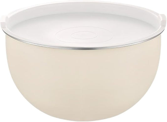 304 Stainless Steel Mixing Bowls with Lids, Nested Metal Bowl Set for Cooking Salad Dough Egg Whisking, Stackable Kitchen Prep Storage Containers(20CM White Lid)