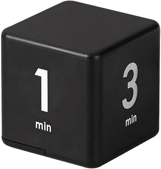 Feilifan Cube Timer, Kid Focus Study Timer Kitchen Work Timer Time Block Cube Gravity Flip Time Block Cube 1-3-5-10 Minutes Time Management, Black