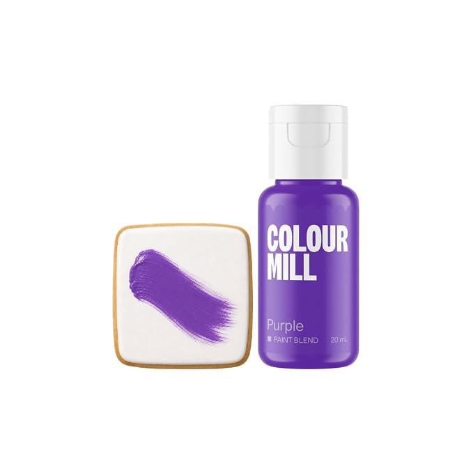 Colour Mill Edible Food Paint – Vibrant Cake & Fondant Decorating Colors for Cookies, Chocolate, Royal Icing & Desserts 20 Milliliters - Matte Purple
