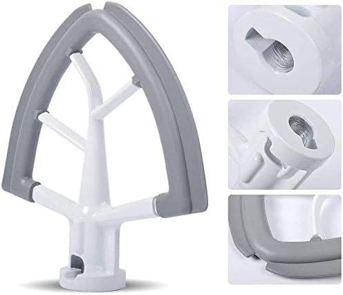 Flex Edge Beater Fit for Kitchenaid Mixer, 4.5-5 Quart Tilt-Head Flat Beater Fit for Kitchen Aid and Accessories Attachments with Silicone Edges Flex Edge Bowl Scraper Bonus 4 Soft Scraper