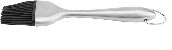 BBQ Basting Brush with Silicone Head | High Heat Tolerant Oil Brush for Grilling/Baking/Cooking | Stainless Steel Handle, Dishwasher Safe & Simple to Maintain