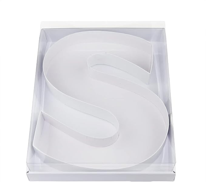 WENPACK 12.5" Cardboard Letter Shaped Mache Decorative Strawberries Fillable Sweets Candy Box with Clear Lid (White, S)