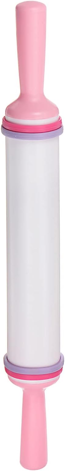 HARFINGTON Fondant Rolling Pin 14.57" x 1.57" Adjustable Guide Non-Stick Flat Pattern with Handle PP Plastic Fondant Roller Dough Roller Rolling Pins for Baking Cookie Pastry Clay