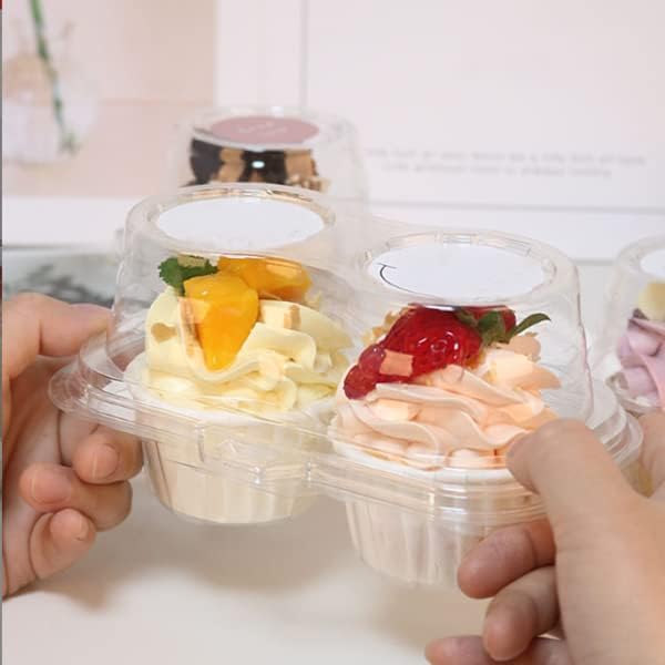 Clear Cupcake Boxes with 2 Compartment,Plastic Stackable Cupcake Carrier Holder Box - BPA-Free,Durable,Keep Your Cupcakes or Muffins Delicious (30)