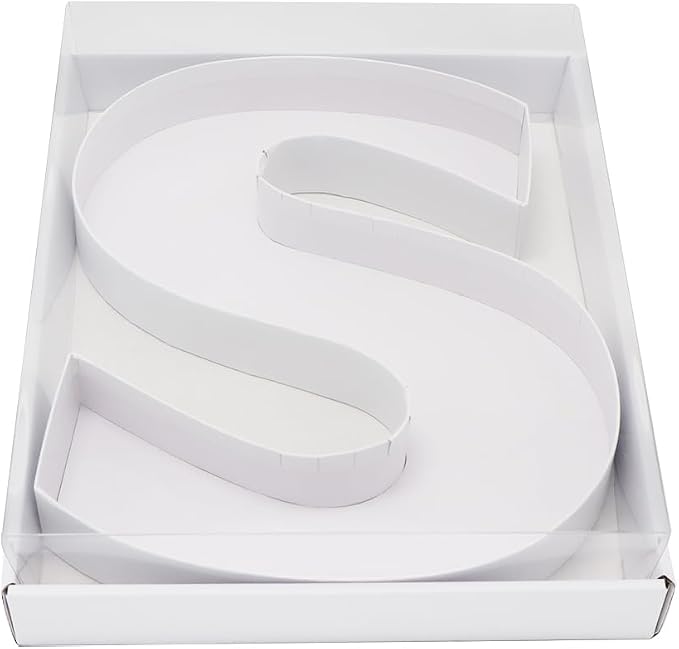 WENPACK 12.5" Cardboard Letter Shaped Mache Decorative Strawberries Fillable Sweets Candy Box with Clear Lid (White, S)