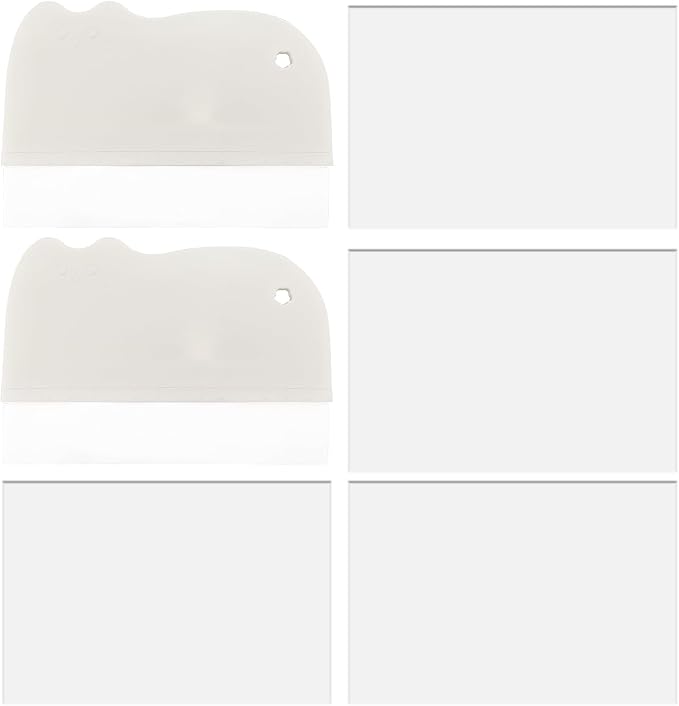 2PCS Cake Smoother Scraper Included 5 Transparent Scrapers, Flexible Plastic Cake Scraper Smoother for Bakery Pastry Cake Decoration Kitchen DIY Baking Tool (White)