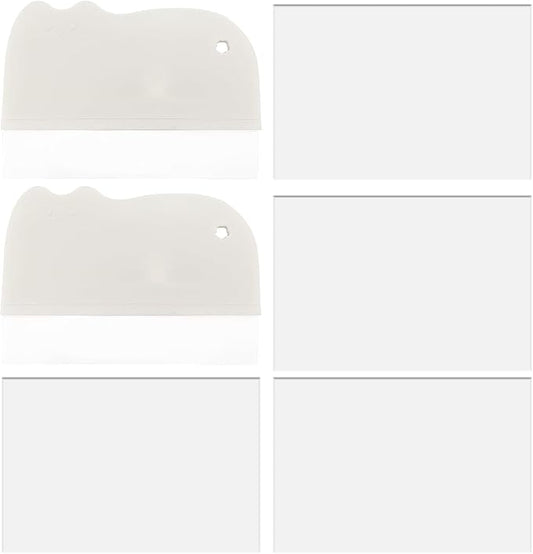 2PCS Cake Smoother Scraper Included 5 Transparent Scrapers, Flexible Plastic Cake Scraper Smoother for Bakery Pastry Cake Decoration Kitchen DIY Baking Tool (White)