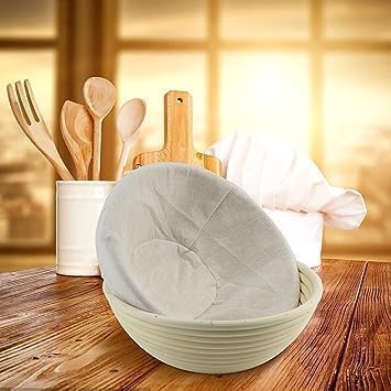 Flaxen Proofing Bread Basket Cloth, Reusable Breathable Liner Cotton Flax Proofing Bread Cloth, Round Cloths Baking supplies Bread Proofing Baskets，Baking Tools and Accessories (9 inch)