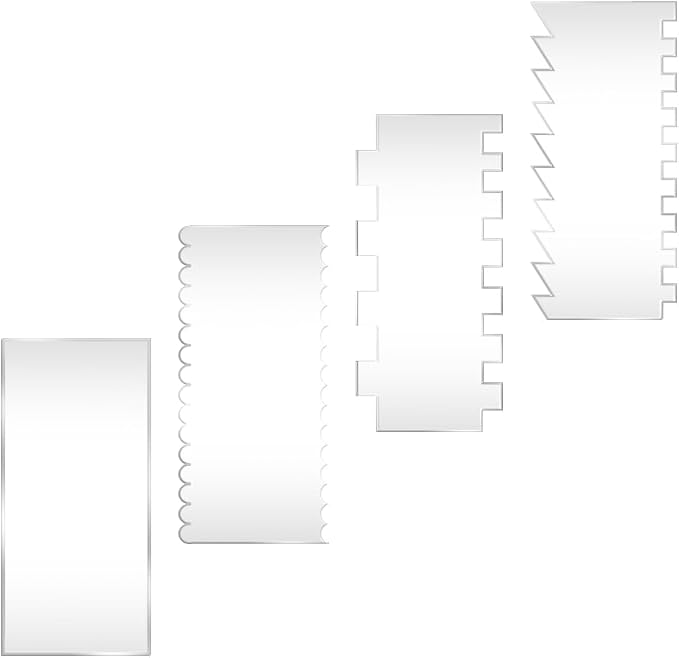 4 Pack Clear Acrylic Cake Scraper Set, Combs Icing Frosting For Cake Smoother, Decorating Tools (4, Clear)