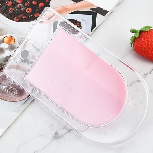 1pc 2-in-1 Cake Smoother Tool Scraper with Handle Detachable Cake Icing Trowel Fondant Icing Smoother Polisher Cake Icing Smoother Cake Surface Smoother for Cake Decorating, Pink, Clear Base