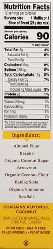 Simple Mills Almond Flour Baking Mix, Banana Muffin & Bread Mix - Gluten Free, Plant Based, Paleo Friendly, 9 Ounce (Pack of 2)