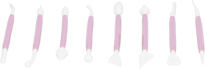 8PCS Carving Knife Baking Craft Tool Fondant Sculpting Tool Plastic Cake Decorating Pens Cake Decorating Kit Cutting Blade Pick Tool Cake Pastry Carving Cutter for Bakery (Pink OPP bag)