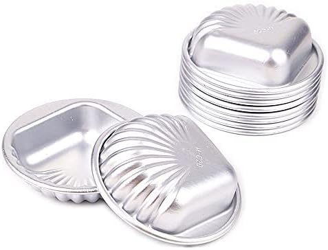 LoBake 10pcs per lot Various Design Fluted Edge Wavy Flower Cup Boat Round Shape Aluminium Tart Mould Jelly Pudding Cup Cupcake Mold Baking (C20)