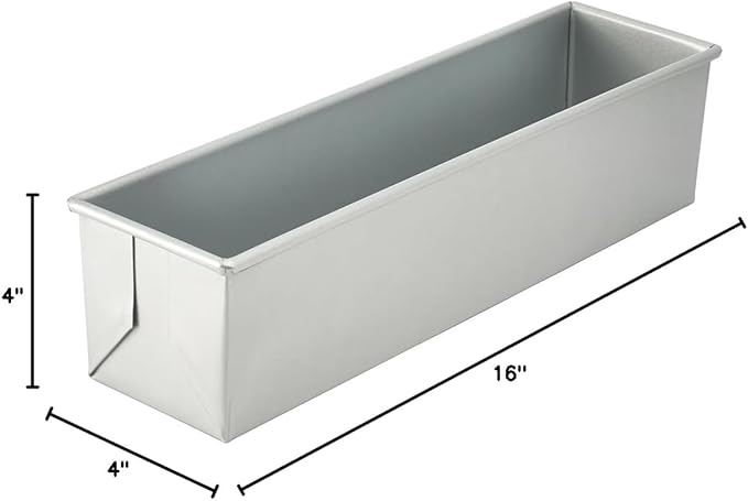 Pullman Pan, 2 Lb Capacity, 16"x4"x4", Glazed, Aluminized Steel
