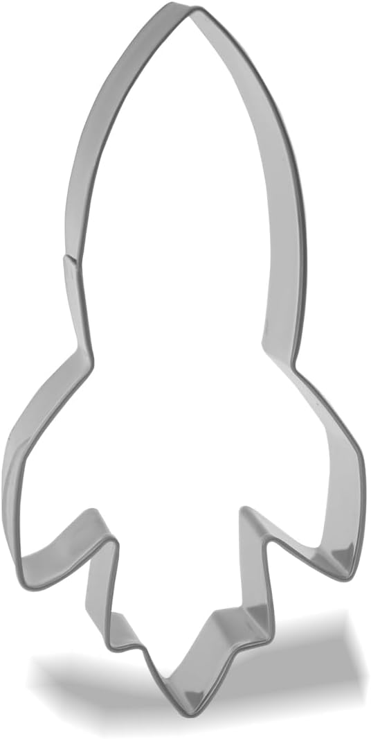 Keewah Space Rocket Cookie Cutter, 4”, Stainless Steel