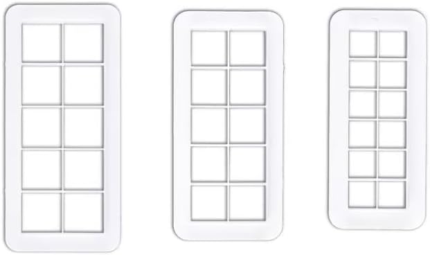 3Pcs White Square Cookie Cutter Set,3 Size Cookie Biscuit Cutters,Geometric Multicutter Cake Fondant Cutter,Novel Creative Cake Border Decorating Use Safety Easy to Store,Baking Tools and Accessories