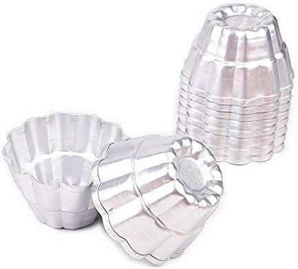 LoBake 10pcs per lot Various Design Fluted Edge Wavy Flower Cup Boat Round Shape Aluminium Tart Mould Jelly Pudding Cup Cupcake Mold Baking (C23)