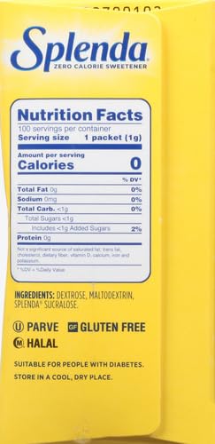 SPLENDA Zero Calorie Sweetener, 100 Count (Pack of 2)