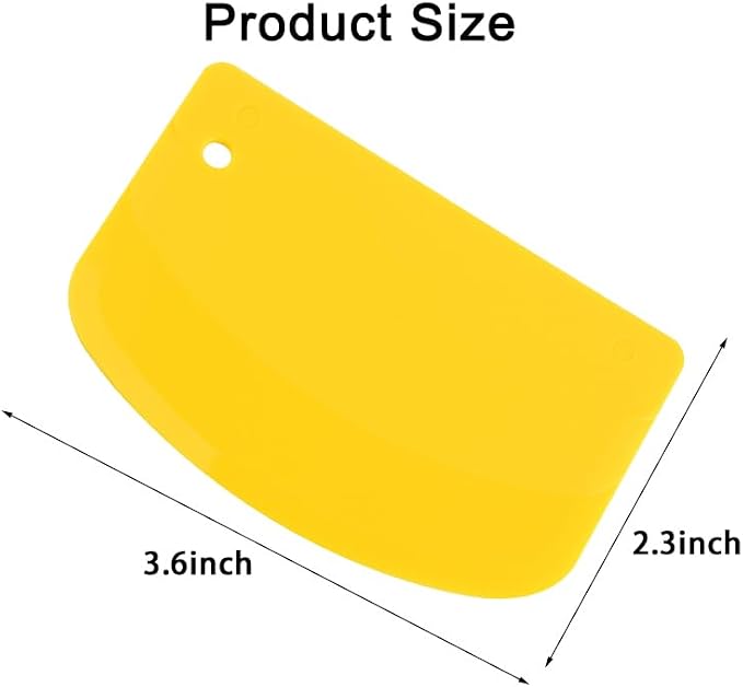 5 Pack Dough Scraper, 5.3 x 3.6 Inch Plastic Bench Scraper, Bowl Spatula, Kitchen Pastry Cutter Tool for Bread Dough, Pastry, Pizza, Baking Cake (Green,Yellow,White)