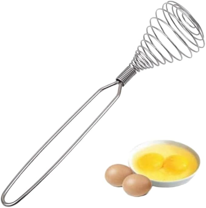 Mini French Spring Whisk, 7.56 Inch Silver Stainless Steel Spring Coil Whisk, Hand Eggbeater Egg Mixer Whisk Blender Stirring Beater