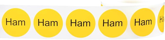 Yellow with Black Ham Circle Dot Adhesive Stickers, 1 Inch Round Labels, 500 Total Stickers