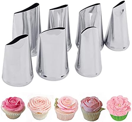 Dr.Pedi 7 Pieces Rose Flower Piping Tips Set, Cake Decorating Tips Icing Piping Nozzles Set Cupcake Decorating Kit