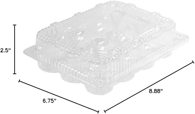 DFI Detroit Forming LBH6162 Clear Hinged Plastic Container for 12 Mini Cupcakes - Pack of 10