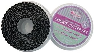 Winco CST-12 Cookie Cutter Set, 11-Piece, 1-3/8â€- 4â€ Dia., 2" H, Round & Fluted, Includes
