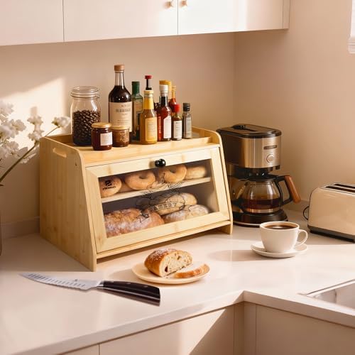 Piklohas 8 Inch Resharpenable Bread Knife+Bread Box for Kitchen Countertop