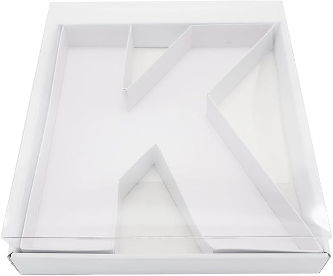 WENPACK 12.5" Cardboard Letter Shaped Mache Decorative Strawberries Fillable Sweets Carton Box with Clear Lid (White, K)