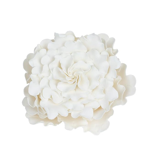 O'Creme Gumpaste Ruffled Peony 5 Inch White - Edible Flower for Cake Decorating - Sugar Paste Flower Decoration for Cakes, Cupcake Toppers - Birthday Party, Wedding, Valentines Day, Shower
