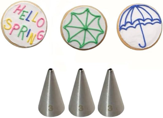 #3 Piping Tip for Writing, Tiny Detail, Dots, Royal Icing (3-Piece Set) – Precision Decorating Tools for Stunning Cakes and Pastries