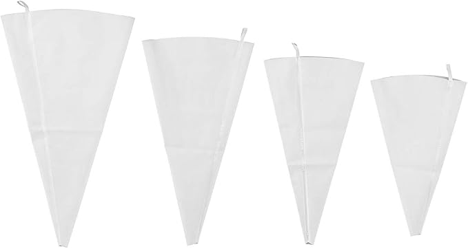 Pastry Tek Piping Bag Set, Set Of 4 Reusable Icing Bags - Durable, White Silicone Pastry Bag Set, Anti Burst, Decorate Cakes, Cupcakes, Macarons, Or Cookies - Restaurantware