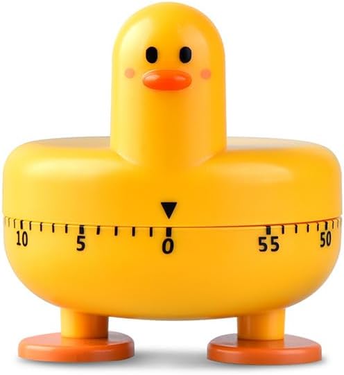 Cooking Timer Cute Duck Kitchen Timer 60 Minute Wind Up Mechanical Rotating Alarm for Kitchen Cooking Baking (Yellow)