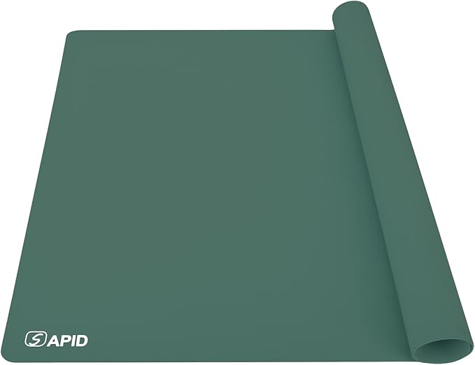 Sapid Extra Large Silicone Sheet for Crafts, Thick Silicone Jewelry Casting Mats, Nonstick Nonslip Silicon Mat for Epoxy Resin, Art Painting, Heat- Resistance Counter Mat (20"×27.9", Dark Green)