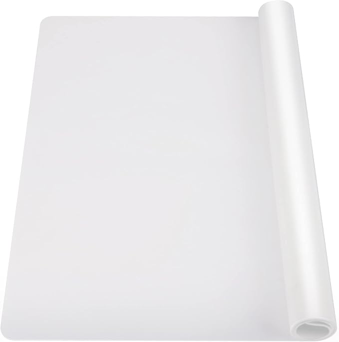 Ewen 25.6x17.7in 2mm Silicone Mats for Kitchen Counter, Extra Large Thick Heat Resistant Baking Mat, Silicone Countertop Protector Mat for Bar Air Fryer Crafts Work Glass Top Stove Cover Translucent